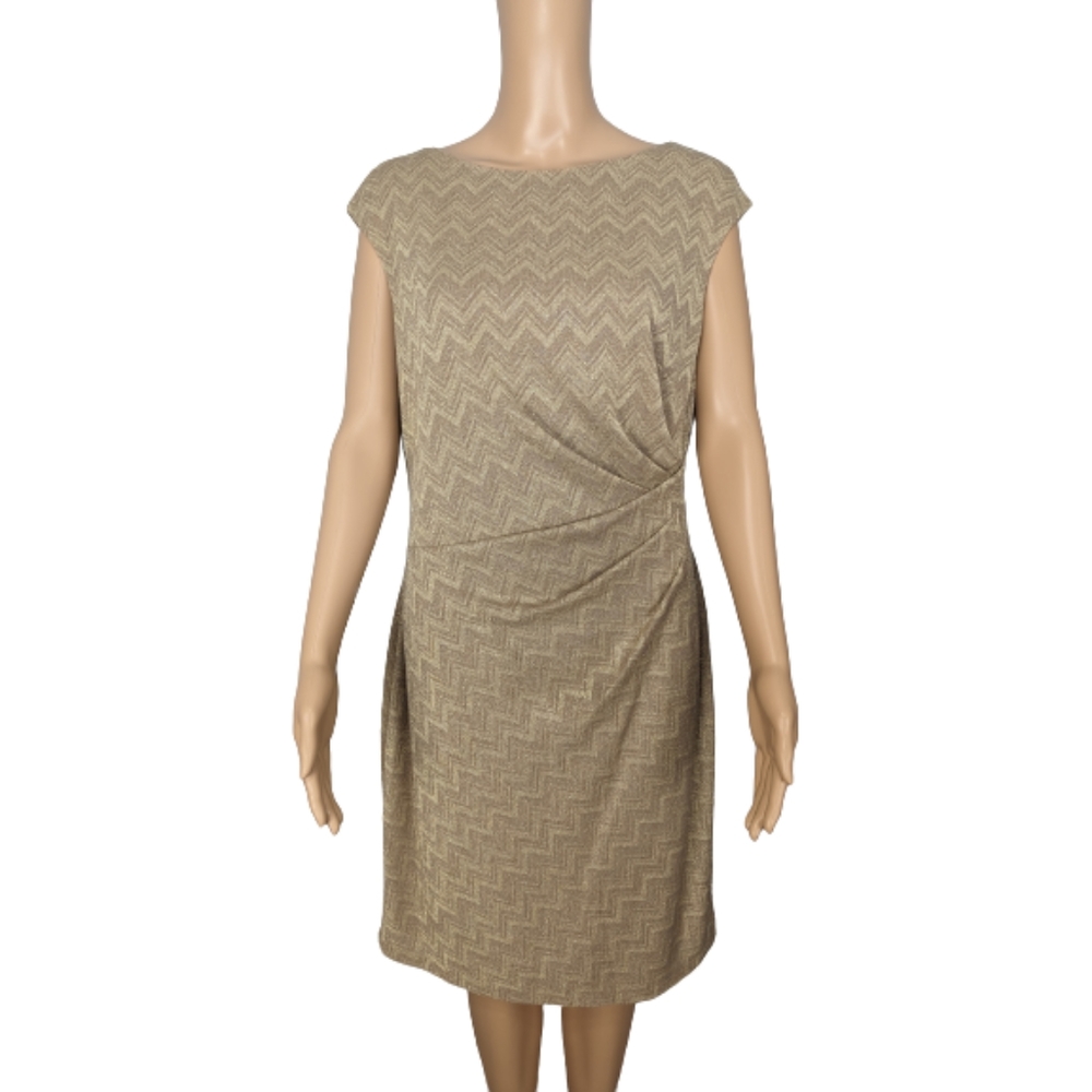 Chaps Gold Metallic Sheath Dress 14